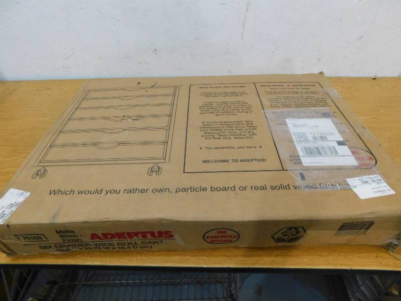 lot 69 image: Adeptus Solid Wood 6-Drawer Wide Roll Cart