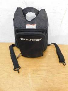 lot 13 image: Polaris snowmobile over the gas tank storage bag.