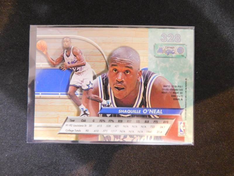lot 15 image: 1992-93 Ultra Shaquille ONeal Rookie Card #328