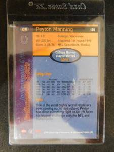 lot 101 image: 1998 Collectors Edge 1st Place Peyton Manning Rookie Card #135