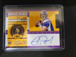 lot 149 image: 2011 Playoff Contenders Christian Ponder Autograph Rookie Card #205