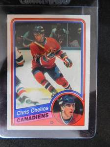 lot 161 image: 1984 O-PEE-CHEE Chris Chelios Rookie Card #67 Montreal Canadiens