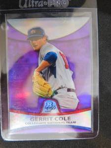 lot 180 image: 2010 Bowman Platinum Purple Refractor Gerrit Cole Rookie Card #PP32