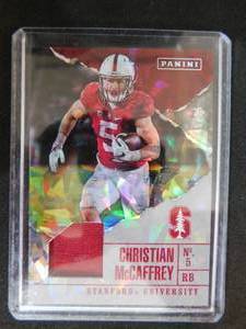 lot 204 image: 2017 Panini Cracked Ice Jersey Christian McCaffrey Rookie Card #C4 Serial #0525