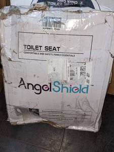 lot 55 image: Angel Shield Elongated Black Wood Toilet Seat