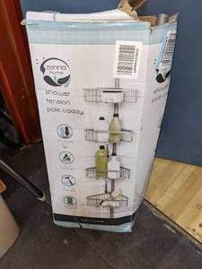 lot 59 image: Zenna Home 2130NN Shower Tension Pole Caddy, Satin Nickel