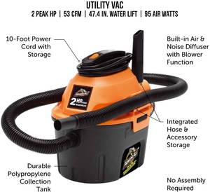 lot 46 image: Armor All, AA255 , 2.5 Gallon 2 Peak HP WetDry Utility Shop Vacuum