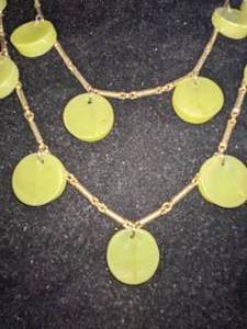 Citrine Disk and Gold-Tone Necklace