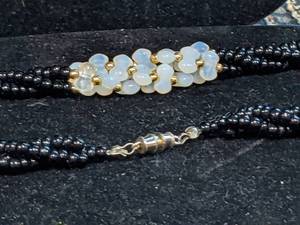 Black, White & Gold Twisted Seed Bead Necklace