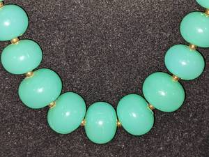 Long Jade Graduated Bead Necklace wGold Spacers