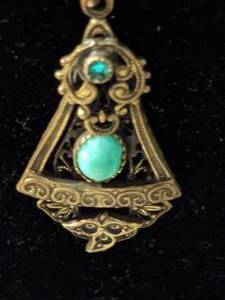 Victorian Turquoise Cabochon Gold-Tone Necklace