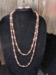 Pink Bead Necklace & Pink Trifari Earrings