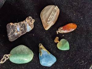 Polished Stone Pendants, Brooch &amp Key Chain
