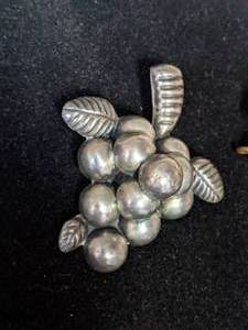 Sterling Silver Grape Brooch &amp Floral Brooch