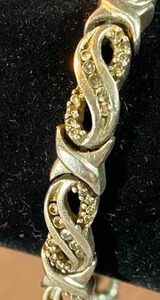 Sterling Silver Infinity Link Bracelet with Rhinestones