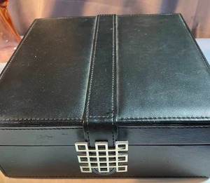 Faux Leather Compartment Jewelry Box with Earrings