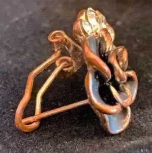 1950s Czech Rose Gold & Rhinestone Clip-on Earrings