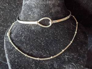 2 Sterling Bracelets - Chain Link & Bangle