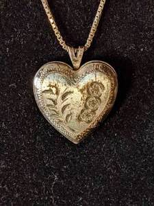 Sterling Silver Embossed Heart Locket & Chain