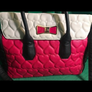 Betsey Johnson Pink and White Purse