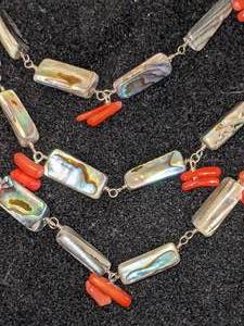 Abalone & Coral Bead Necklace