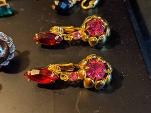 Variety of Gold Tone Earrings, Most wColored Stones