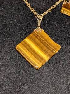 12k GF Tiger Eye Necklace and Earrings