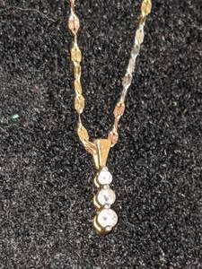 Petite10k Gold Necklace with 3 Diamond Drop Pendant