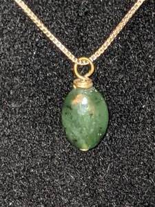 Natural Moss Agate on Sterling Chain
