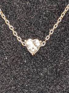 Cubic Zirconia Heart Necklace on Sterling Chain