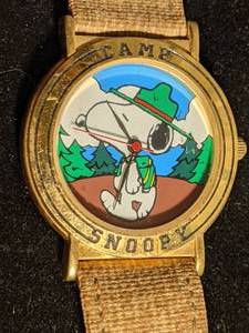 RARE 1958 Camp Snoopy Wristwatch with Leather Band