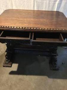 lot 334 image: Ornate Antique Wooden Desk