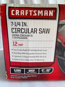 lot 346 image: Craftsman 12 AMP 7.25 Circular Saw