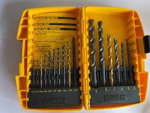 lot 355 image: Dewalt Drill, Drill Bits and Measuring Tape