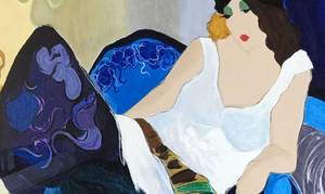 lot 356 image: Oversized Gold Framed Glamour Art