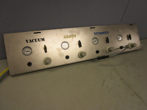 lot 210 image: TESTING LAB GAUGE PANEL, VACUUM - ARGON - NITROGEN - AIR