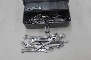 lot 15 image: Hand Tools  with Wrenches, Metal Tool Box
