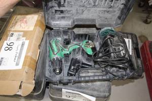 lot 99 image: Hitachi DS10DFL2 17V Cordless Driver Drill  with Batteries (x2), Charger, Plastic Case