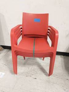 Landon Red Plastic Indoor Outdoor Dining Armchair (4-Pack)