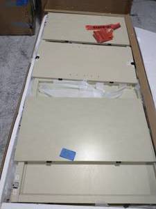 MARTIN SVENSSON Orsey Antique White Glass TV Stand Fits TVs Up to 65 in. with Cable Management