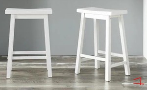 STYLE WELL Ivory Wood Saddle Backless Counter Stool (Set of 2) (16.33 in. W x 24 in. H)