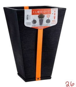 2 FLORIDIS Zurique Medium Black Resin Planter Bowl
