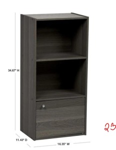 IRIS 34.67 in. Gray Wood 3-shelf Standard Bookcase with Doors