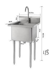 21.5 in. W x 24 in. D x 49.3 in. H Stainless Steel Utility Sink