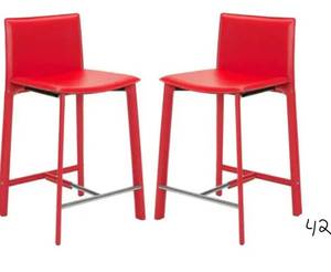 SAFAVIEH Janet 24 in. Red Cushioned Bar Stool (Set of 2)