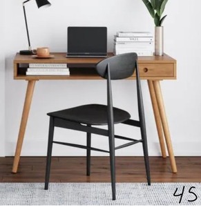 NATHAN JAMES Parker 42 in. Walnut Modern Home Office Small Writing Desk for Computer or Laptop W Open Storage Cubby and Small Drawer