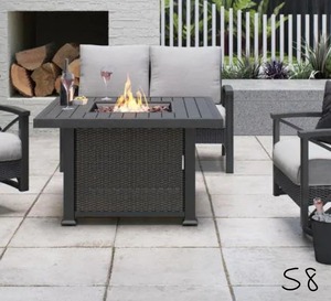 HAMPTON BAY Vendome 42 in. x 24 in. Square Aluminum Propane Fire Pit in Grey