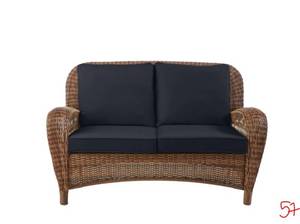 HAMPTON BAY Beacon Park Brown Wicker Outdoor Patio Loveseat