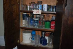 lot 64 image: Entire contents of cupboard, 3 shel...