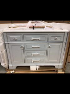 Melpark 48 in. W x 22 in. D Bath Vanity in Dove Grey with Cultured Marble Vanity Top in White with White Sink by Home Decorators Collection